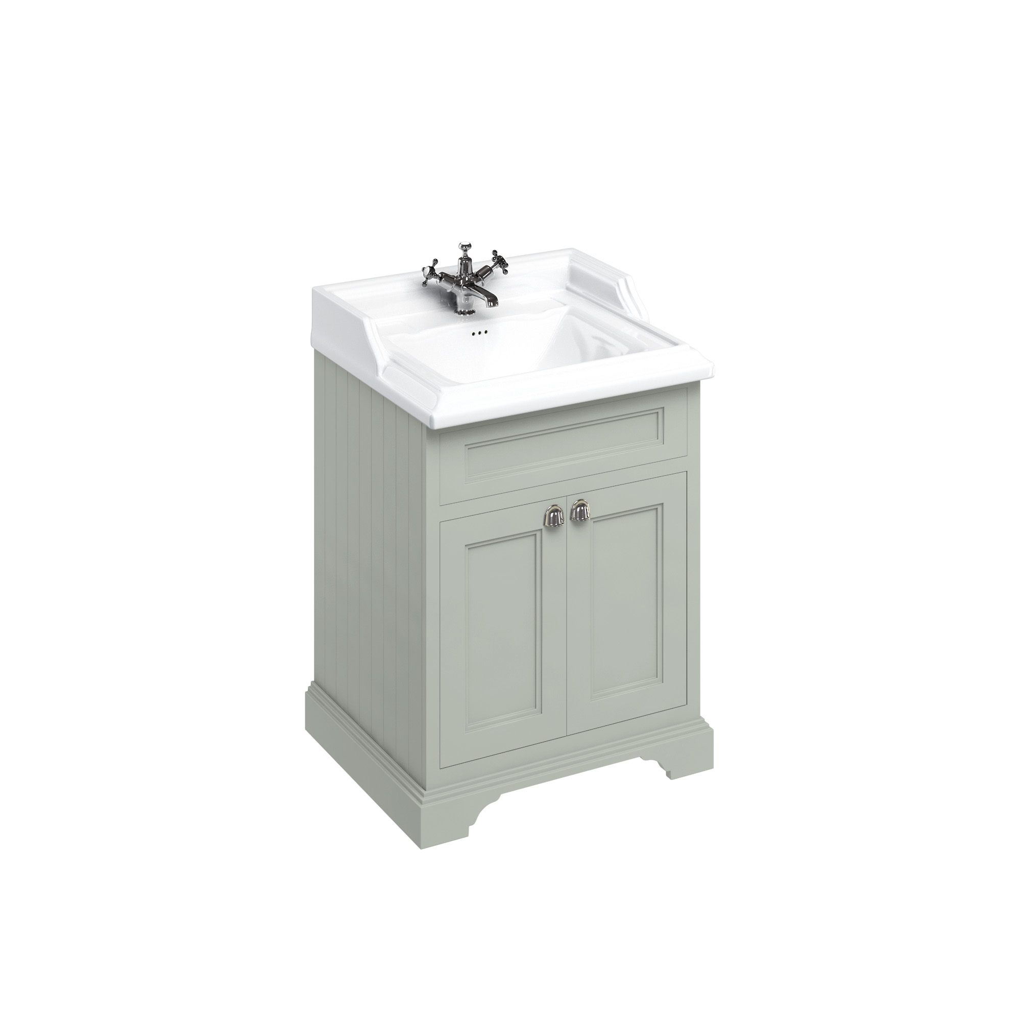 Freestanding 65 Vanity Unit with doors - Dark Olive and Classic basin 1 tap hole